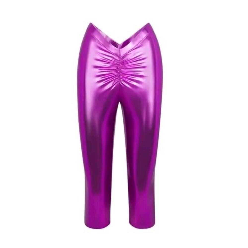 New Skims Metallic Swim V Waist Pant Size 4x dragon fruit purple NWT
